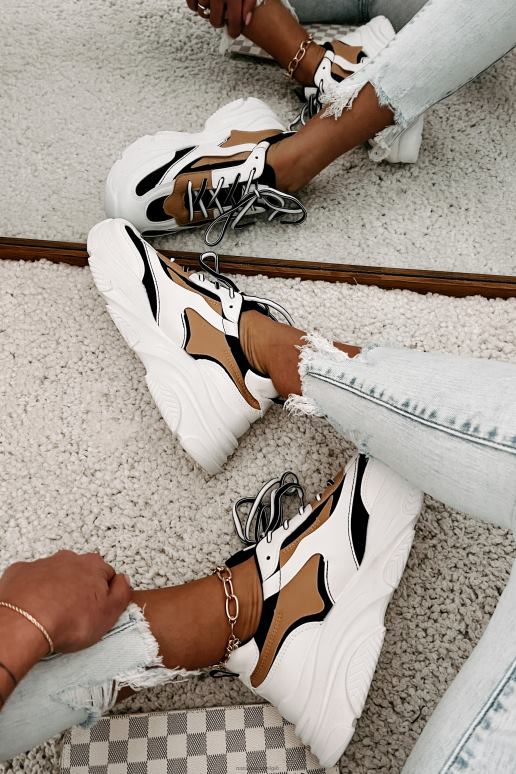 zwart/wit/bruin trendtracker chunky dad sneakers NanaMacs HPTT4051