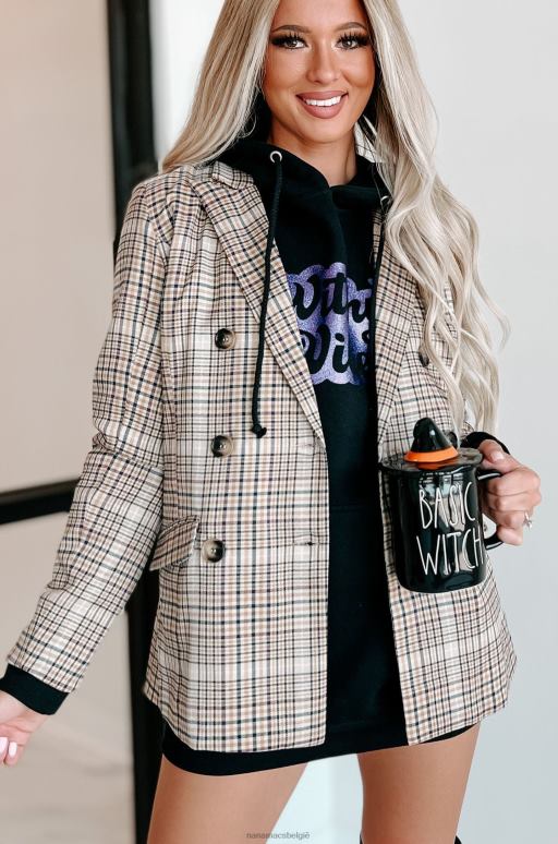 bruine plaid chique statement geruite blazer NanaMacs HPTT3636
