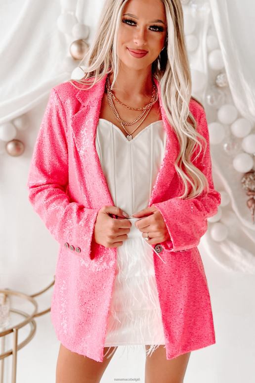 roze let's go party pailletten blazer NanaMacs HPTT3631