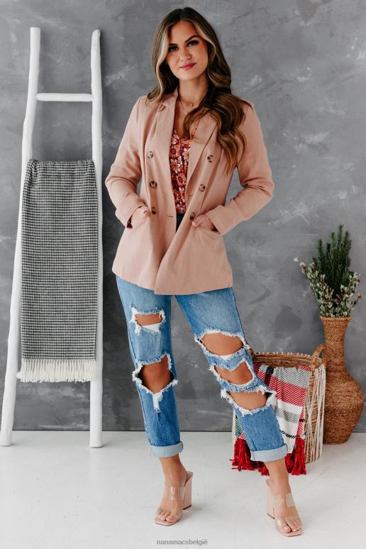 stoffig roze office lieverd linnen blazer NanaMacs HPTT3639