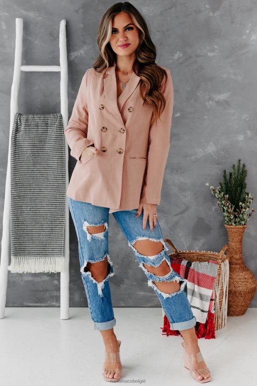 stoffig roze office lieverd linnen blazer NanaMacs HPTT3639