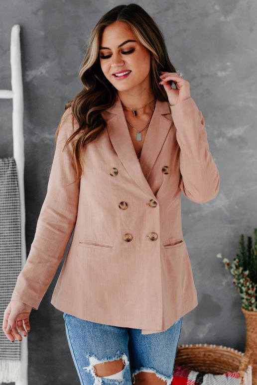 stoffig roze office lieverd linnen blazer NanaMacs HPTT3639