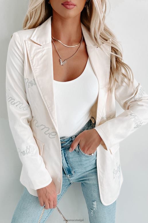 wit femme feelings blazer van satijn met strassteentjes NanaMacs HPTT3617
