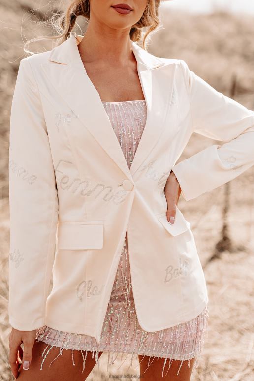 wit femme feelings blazer van satijn met strassteentjes NanaMacs HPTT3617