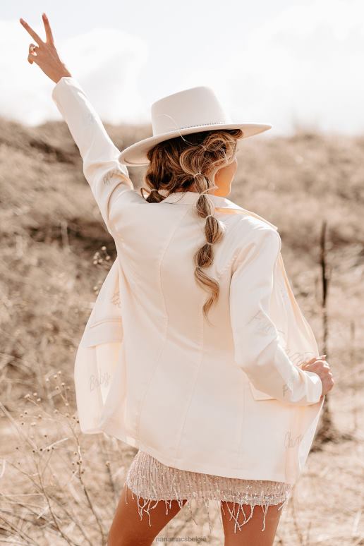 wit femme feelings blazer van satijn met strassteentjes NanaMacs HPTT3617