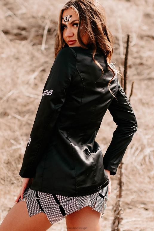 zwart femme feelings blazer van satijn met strassteentjes NanaMacs HPTT3616