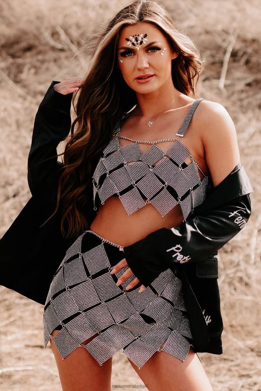 zwart femme feelings blazer van satijn met strassteentjes NanaMacs HPTT3616