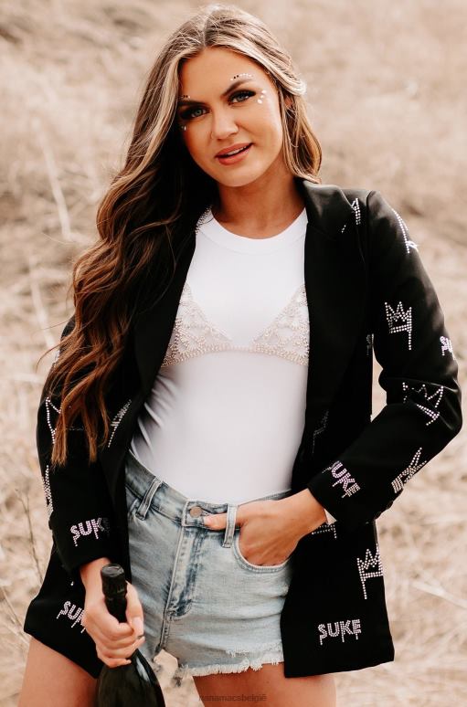 zwart heersend als een koningin met strass-detailblazer NanaMacs HPTT3615