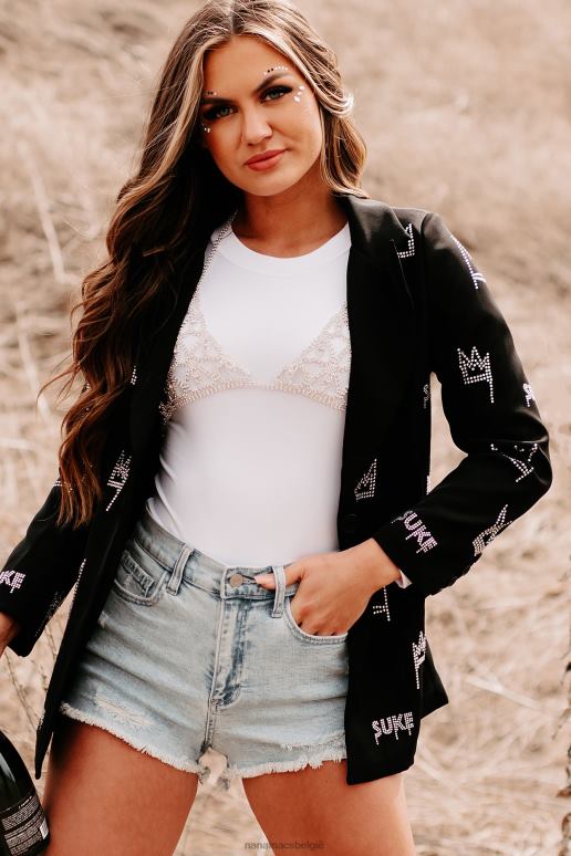 zwart heersend als een koningin met strass-detailblazer NanaMacs HPTT3615