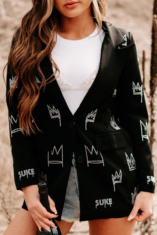 zwart heersend als een koningin met strass-detailblazer NanaMacs HPTT3615