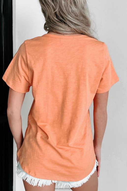 abrikoos slub gebreid T-shirt met ronde hals NanaMacs HPTT554