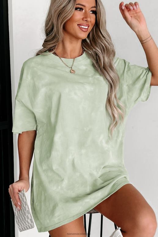 pastelgroen oversized tie-dye t-shirt met distressing NanaMacs HPTT695