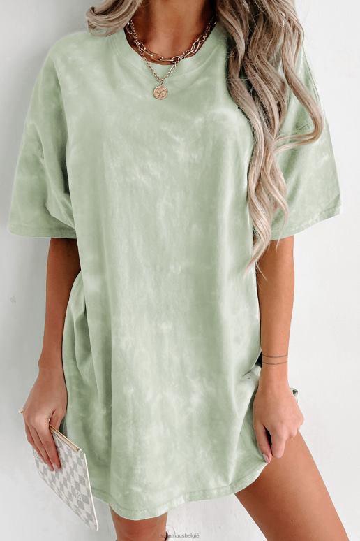 pastelgroen oversized tie-dye t-shirt met distressing NanaMacs HPTT695