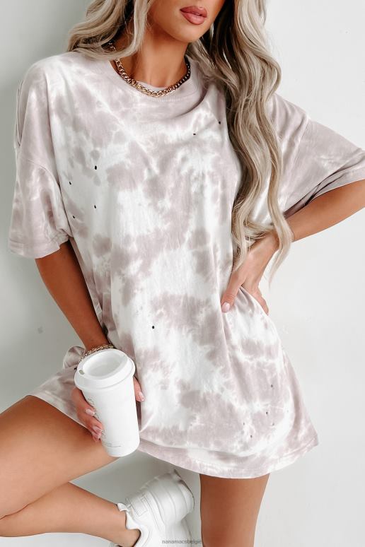 pastelpaars oversized tie-dye t-shirt met distressing NanaMacs HPTT694