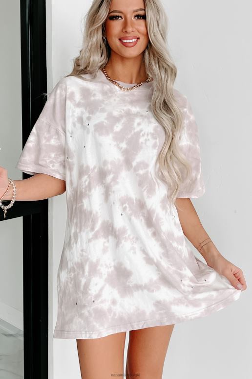 pastelpaars oversized tie-dye t-shirt met distressing NanaMacs HPTT694