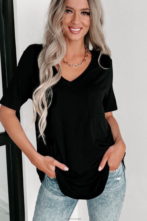 zwart T-shirt met v-hals NanaMacs HPTT629