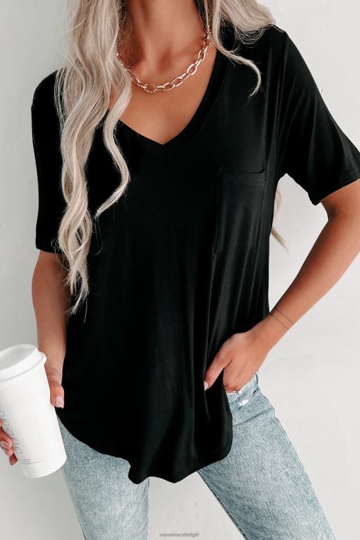 zwart T-shirt met v-hals NanaMacs HPTT629