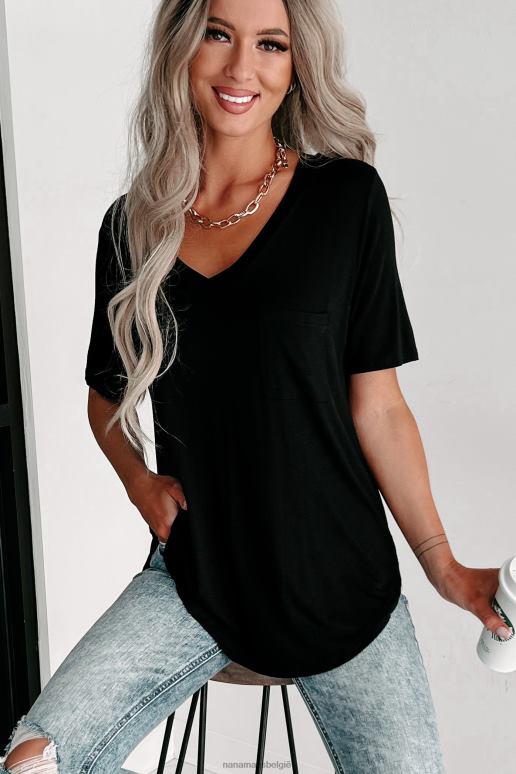 zwart T-shirt met v-hals NanaMacs HPTT629