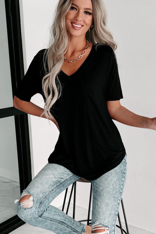 zwart T-shirt met v-hals NanaMacs HPTT629