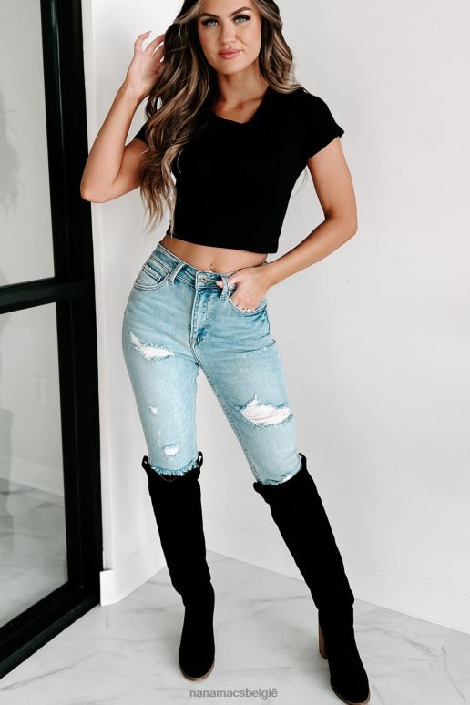 zwart getailleerd crop-shirt NanaMacs HPTT1242