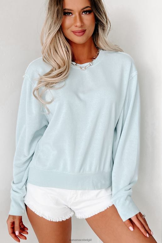 arctisch blauw pullovertop met onafgewerkte naden NanaMacs HPTT555
