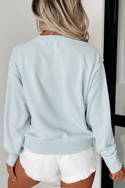 arctisch blauw pullovertop met onafgewerkte naden NanaMacs HPTT555