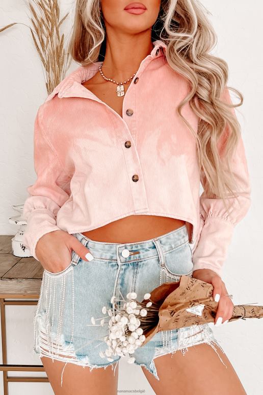 blozen bleek je een lesje gebleekte corduroy cropped button-down NanaMacs HPTT1474