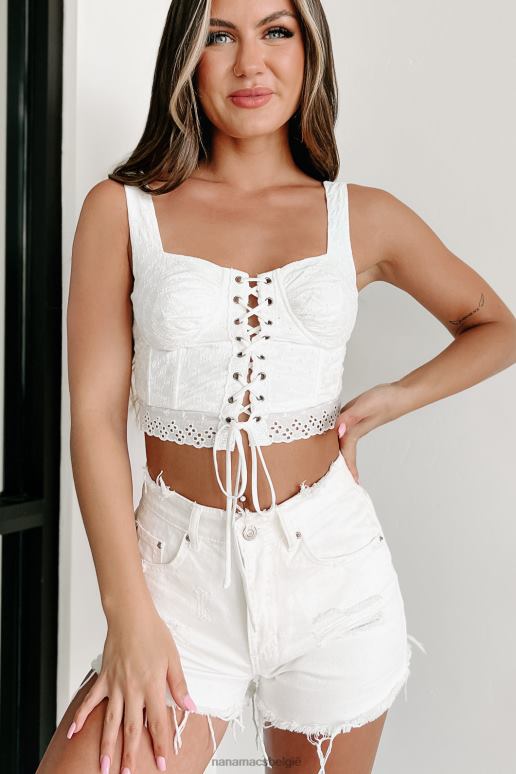 gebroken wit charismatische schoonheid lace-up eyelet lace korset top NanaMacs HPTT783