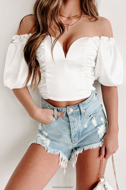 gebroken wit dreaming top met grote ruches en pofmouwen NanaMacs HPTT866