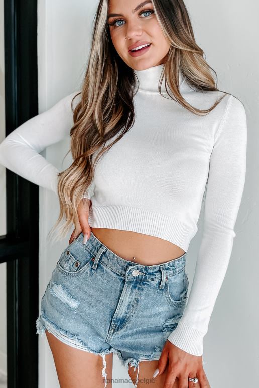 gebroken wit tonen genegenheid lange mouwen coltrui top NanaMacs HPTT714