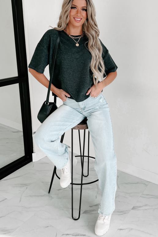 houtskool geribbelde top met korte mouwen NanaMacs HPTT624