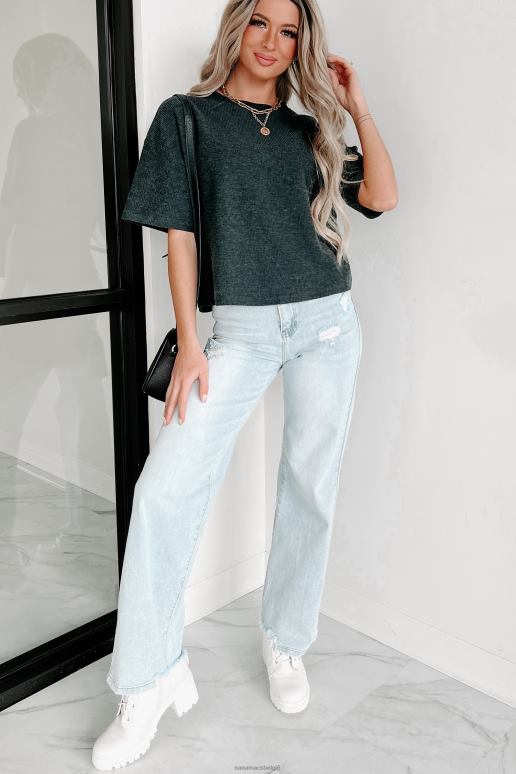 houtskool geribbelde top met korte mouwen NanaMacs HPTT624