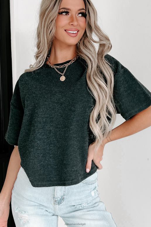 houtskool geribbelde top met korte mouwen NanaMacs HPTT624