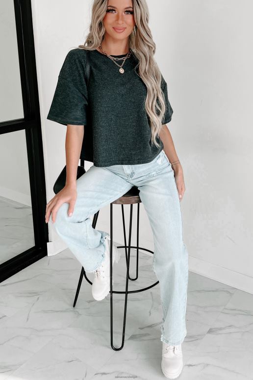 houtskool geribbelde top met korte mouwen NanaMacs HPTT624