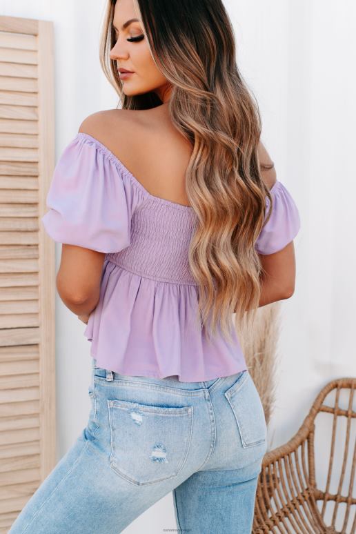 lavendel zachte overredingskracht babydoll top met pofmouwen NanaMacs HPTT1322