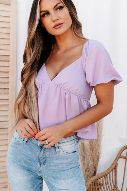 lavendel zachte overredingskracht babydoll top met pofmouwen NanaMacs HPTT1322