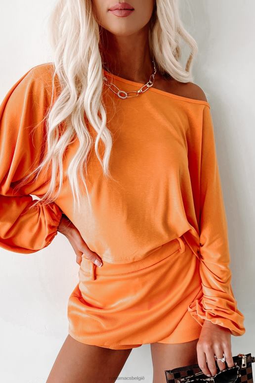 oranje long lost love high-low top met dolmanmouwen NanaMacs HPTT590