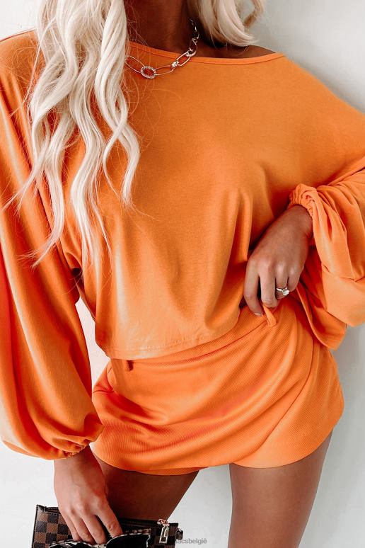 oranje long lost love high-low top met dolmanmouwen NanaMacs HPTT590