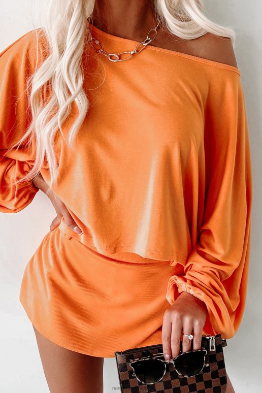 oranje long lost love high-low top met dolmanmouwen NanaMacs HPTT590