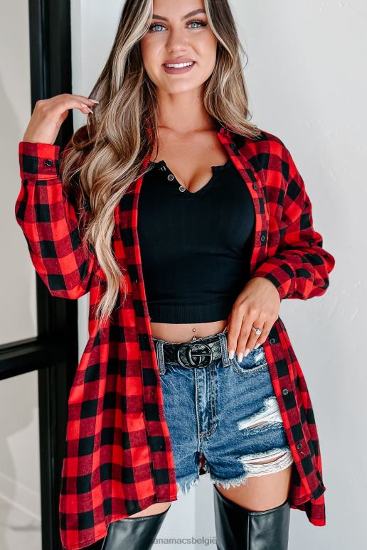 rood wachtend dichtbij geruite top met lange mouwen NanaMacs HPTT1764