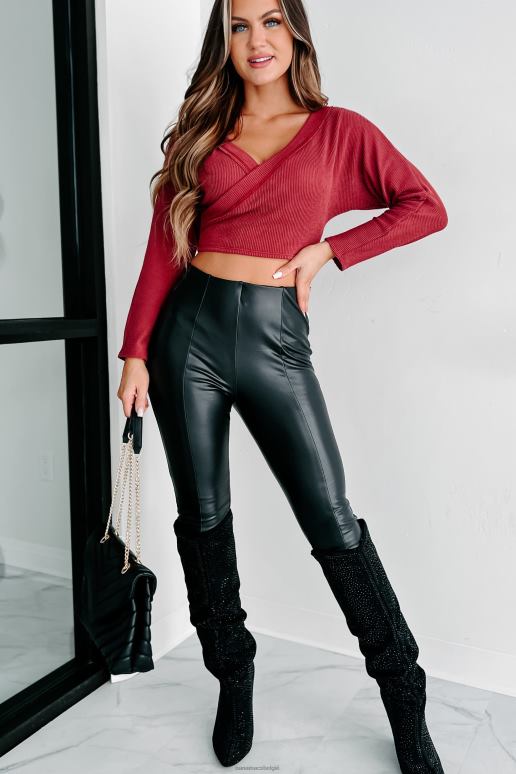 roodbruin one move overslag top met lange mouwen NanaMacs HPTT929