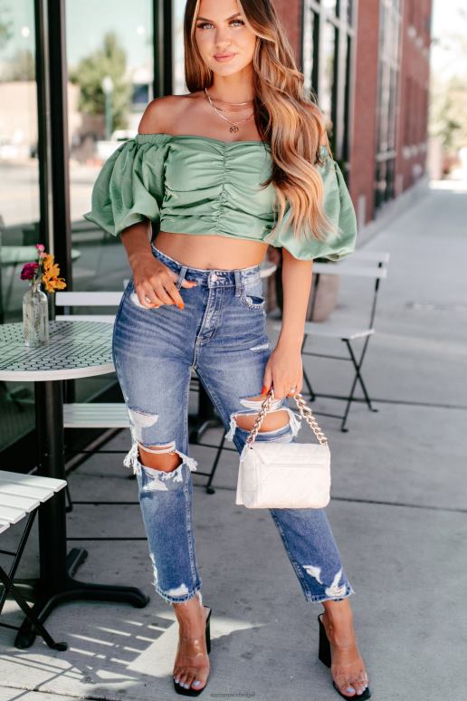 verstandig magnifieke glanzende top met pofmouwen NanaMacs HPTT1248