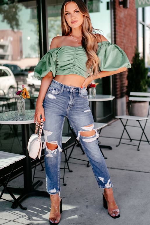 verstandig magnifieke glanzende top met pofmouwen NanaMacs HPTT1248