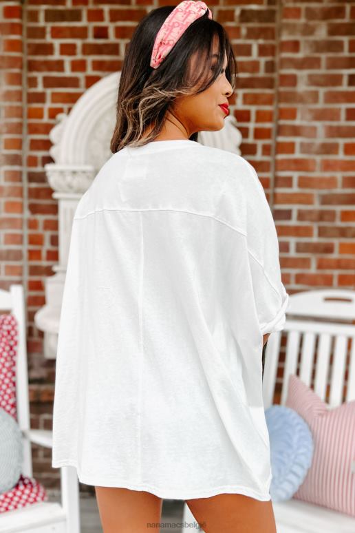 wit American Cutie oversized patch grafische top NanaMacs HPTT952