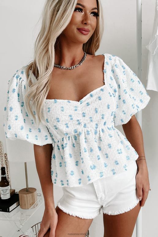 wit Blijf gecentreerd topje met pofmouwen NanaMacs HPTT794