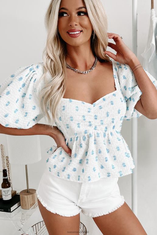 wit Blijf gecentreerd topje met pofmouwen NanaMacs HPTT794