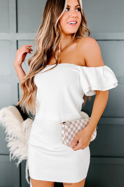 wit Sonya gebreide top met ruches aan de mouwen NanaMacs HPTT945