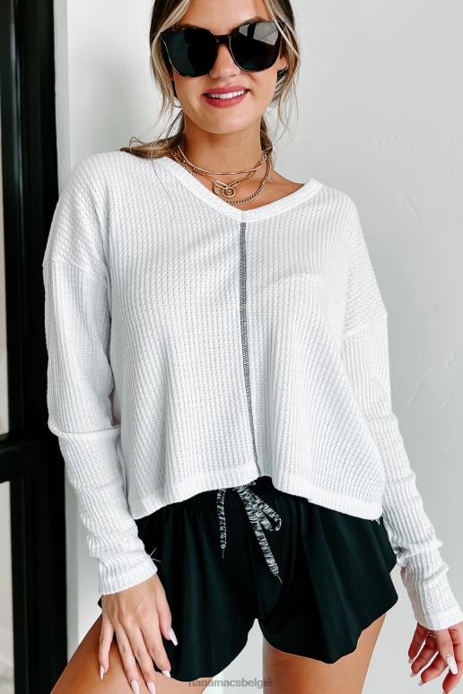 wit goede staat van dienst wafeltop met lange mouwen NanaMacs HPTT1776