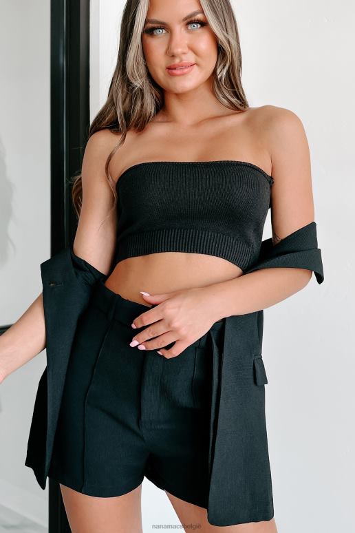 zwart gekke zelfverzekerde gebreide bandeautop NanaMacs HPTT597