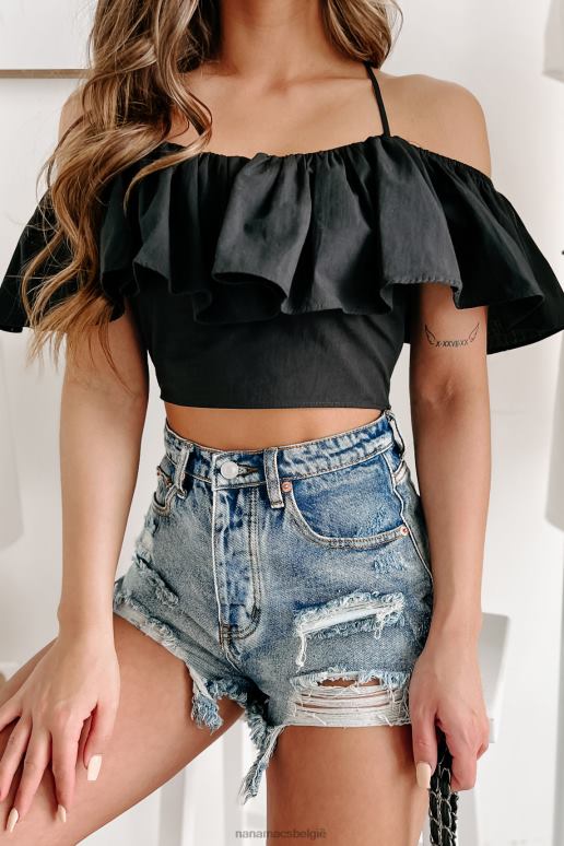 zwart ogen op de prijs koude schoudertop NanaMacs HPTT827